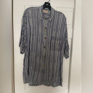 Hawaiian Shirt Noa Noa Vintage Size L-XL Patterned  Blue Soft Loose Comfortable